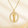 Pendant Necklace Stainless Steel Virgin Copper Inlaid Zirconium Retro Fashion Heart Shape Letters Numbers Text Electroplating