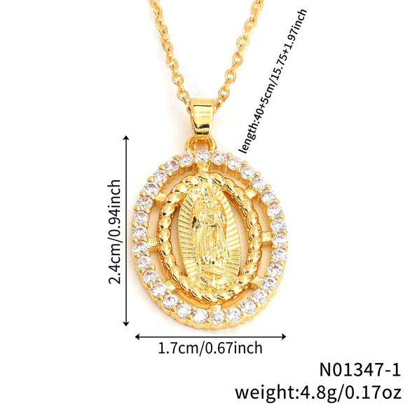 Pendant Necklace Stainless Steel Virgin Copper Inlaid Zirconium Retro Fashion Heart Shape Letters Numbers Text Electroplating
