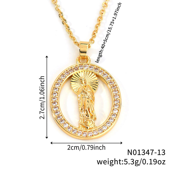 Pendant Necklace Stainless Steel Virgin Copper Inlaid Zirconium Retro Fashion Heart Shape Letters Numbers Text Electroplating