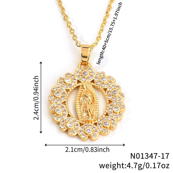 Pendant Necklace Stainless Steel Virgin Copper Inlaid Zirconium Retro Fashion Heart Shape Letters Numbers Text Electroplating