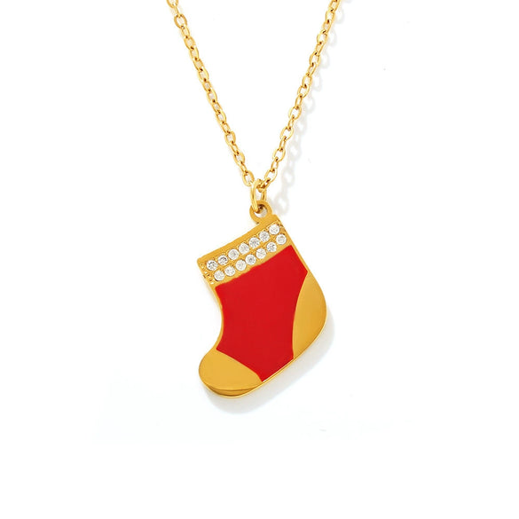 Pendant Necklace 316L Stainless Steel Zircon Drip Oil Geometric Electroplated Light Luxury Female