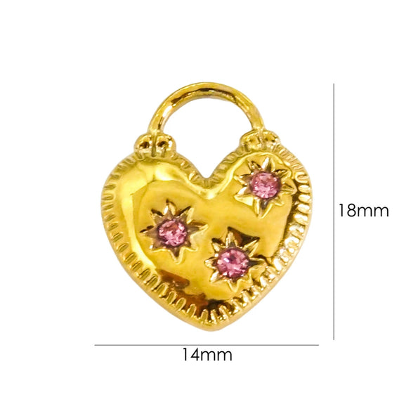 Pendant Necklace Stainless Steel Zircon Love Heart Shape Electroplating