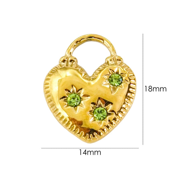 Pendant Necklace Stainless Steel Zircon Love Heart Shape Electroplating
