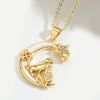 Pendant Necklace Starfish Animal Zodiac Copper Mixed Gemstone Setting Electroplating O Word Chain Design