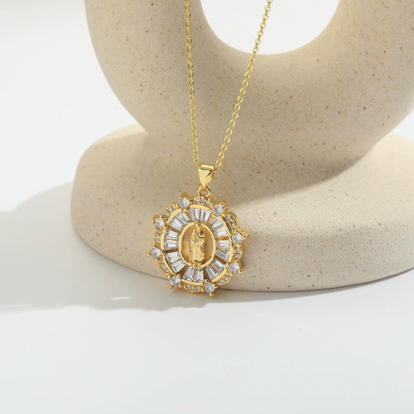 Pendant Necklace Starfish Animal Zodiac Copper Mixed Gemstone Setting Electroplating O Word Chain Design