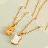 Pendant Necklace 316L Stainless Steel Bear White Shellfish Style Electroplated Jewelry