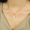 Pendant Necklace 316L Stainless Steel Bear White Shellfish Style Electroplated Jewelry