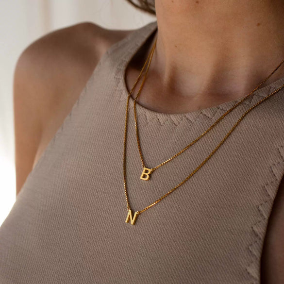 Pendant Necklace Titanium Steel Box Chain Letter Style Electroplating For Women