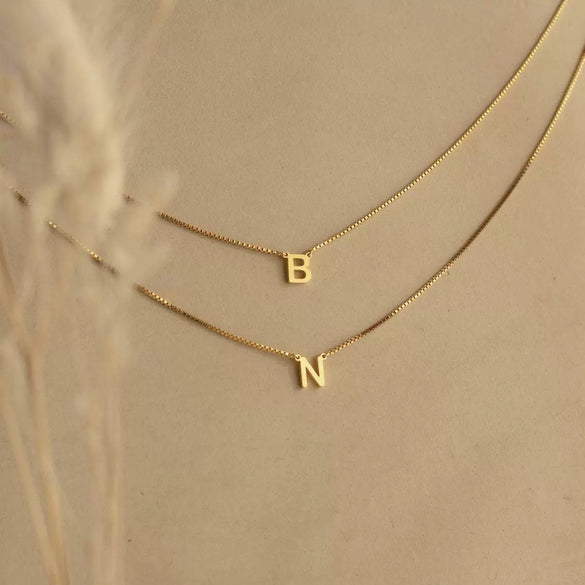 Pendant Necklace Titanium Steel Box Chain Letter Style Electroplating For Women