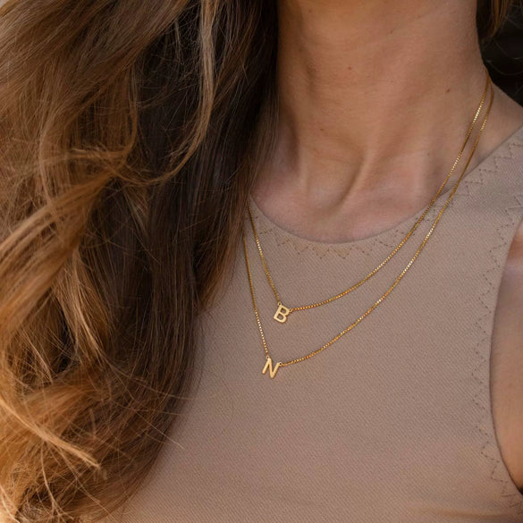 Pendant Necklace Titanium Steel Box Chain Letter Style Electroplating For Women