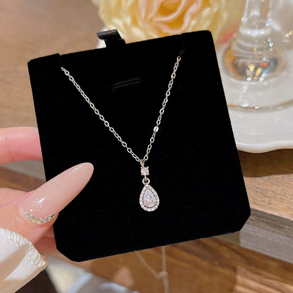Pendant Necklace Titanium Steel Copper Cross Chain Drop Shape Electroplating Women's Simple Minimalist Style