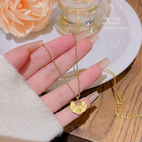 Pendant Necklace Titanium Steel Copper Cross Chain Drop Shape Electroplating Women's Simple Minimalist Style