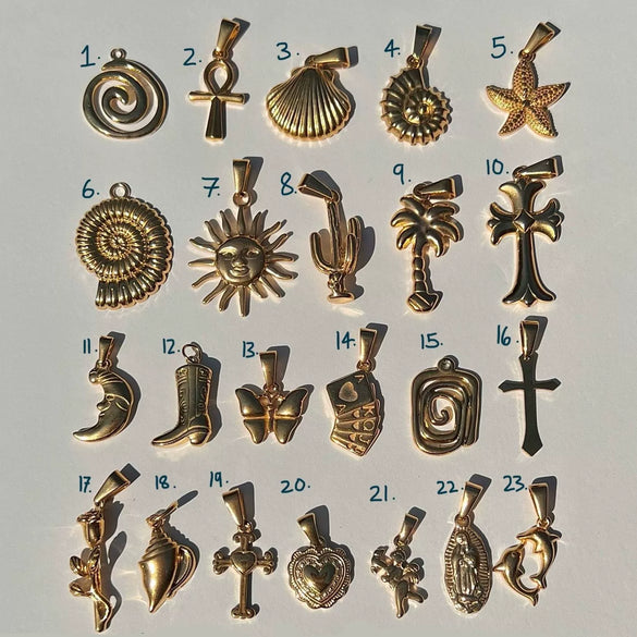 Pendant Necklace Titanium Steel Cross Starfish Twelve Constellations Electroplating