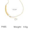 Pendant Necklace 316L Stainless Steel Electroplated Imitation Pearl Wheat Ear Geometric Light Luxury Women's