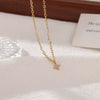 Pendant Necklace Titanium Steel Fourleaf Clover Geometric Minimalist Electroplating Women's O Chain