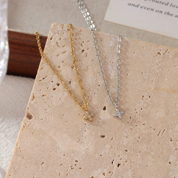 Pendant Necklace Titanium Steel Fourleaf Clover Geometric Minimalist Electroplating Women's O Chain