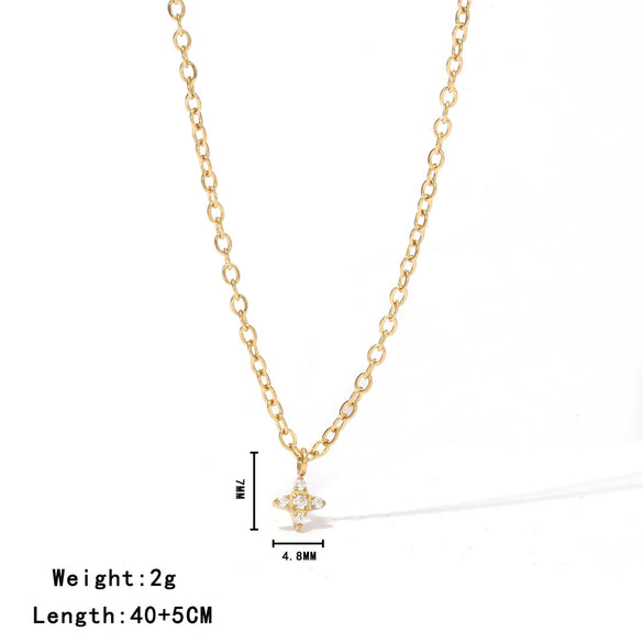 Pendant Necklace Titanium Steel Fourleaf Clover Geometric Minimalist Electroplating Women's O Chain