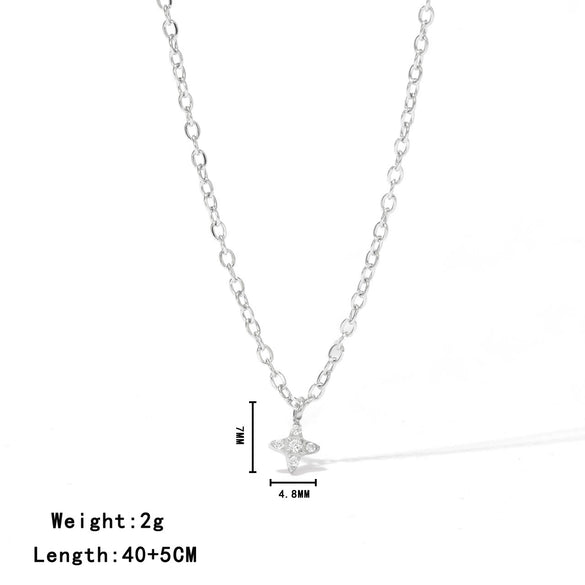 Pendant Necklace Titanium Steel Fourleaf Clover Geometric Minimalist Electroplating Women's O Chain