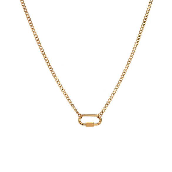 Pendant Necklace Titanium Steel Geometric Electroplated Retro Pearl