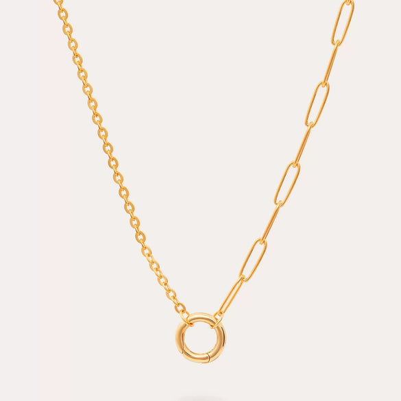 Pendant Necklace Titanium Steel Geometric Electroplated Retro Pearl
