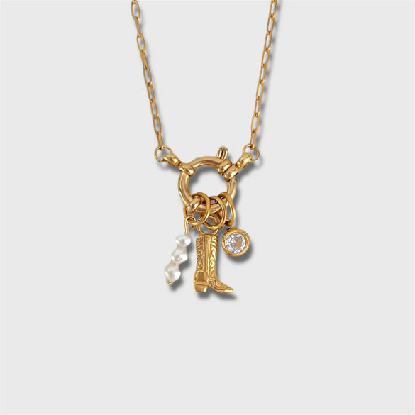 Pendant Necklace Titanium Steel Geometric Electroplated Retro Pearl