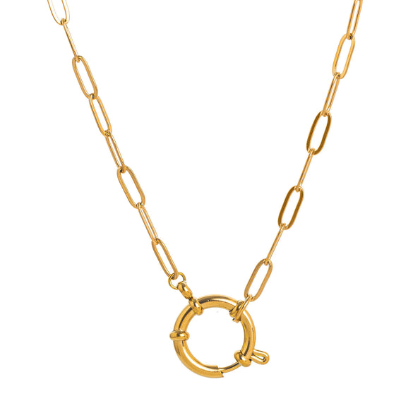 Pendant Necklace Titanium Steel Geometric Electroplated Retro Pearl