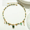 Pendant Necklace 316L Stainless Steel Geometric Electroplating Freshwater Pearl Zircon Jade Turquoise Women's