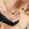 Pendant Necklace 316L Stainless Steel Geometric Electroplating Freshwater Pearl Zircon Jade Turquoise Women's
