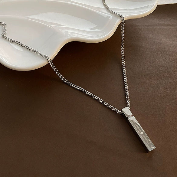 Pendant Necklace Titanium Steel Geometric Polished Unisex Hiphop Fashion Accessories