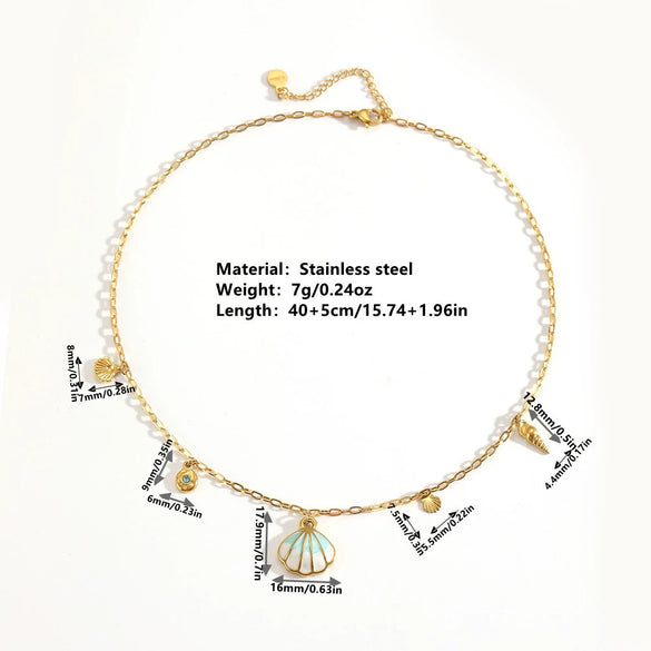 Pendant Necklace Titanium Steel Geometric Shell Marine Animal Style For Women