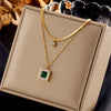 Pendant Necklace Titanium Steel Geometric Square Electroplating