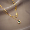 Pendant Necklace Titanium Steel Geometric Square Electroplating