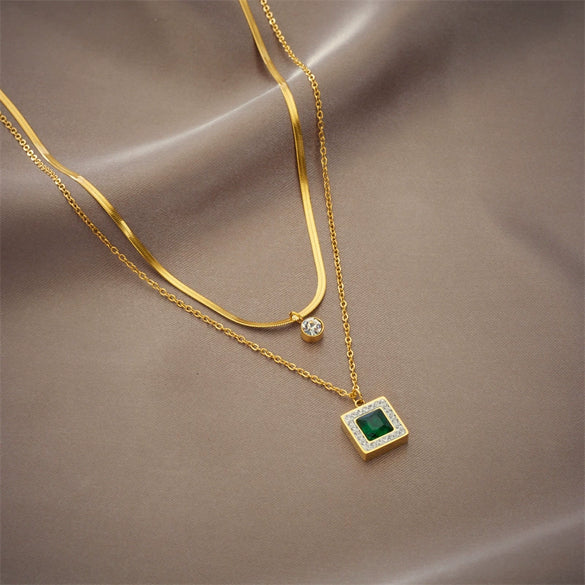 Pendant Necklace Titanium Steel Geometric Square Electroplating