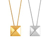 Pendant Necklace Titanium Steel Geometric Square Triangle Hip Hop Style 18K Gold Plated