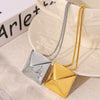 Pendant Necklace Titanium Steel Geometric Square Triangle Hip Hop Style 18K Gold Plated