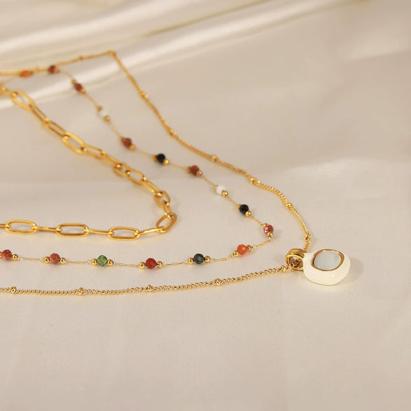 Pendant Necklace 316L Stainless Steel Gold Plated Geometric Simple Style Jewelry For Women