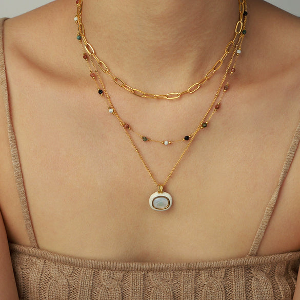 Pendant Necklace 316L Stainless Steel Gold Plated Geometric Simple Style Jewelry For Women