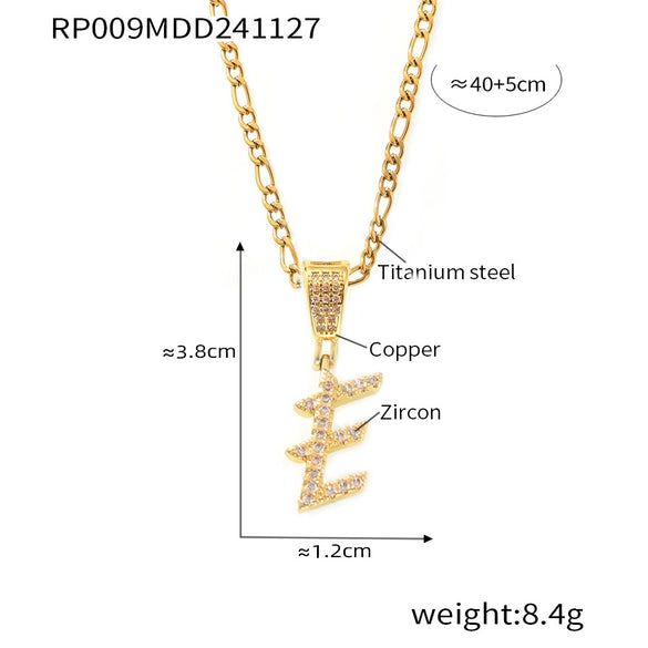 Pendant Necklace Titanium Steel Gold Plated Hip Hop Style With Micro Inlaid Zircon And Letter Pattern