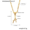 Pendant Necklace Titanium Steel Gold Plated Hip Hop Style With Micro Inlaid Zircon And Letter Pattern