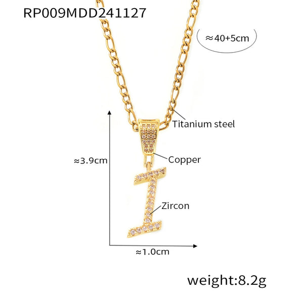 Pendant Necklace Titanium Steel Gold Plated Hip Hop Style With Micro Inlaid Zircon And Letter Pattern