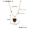 Pendant Necklace 316L Stainless Steel Gold Plated Peach Heart Inlaid Zircon Imitation Pearl Geometric Design