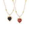 Pendant Necklace 316L Stainless Steel Gold Plated Peach Heart Inlaid Zircon Imitation Pearl Geometric Design