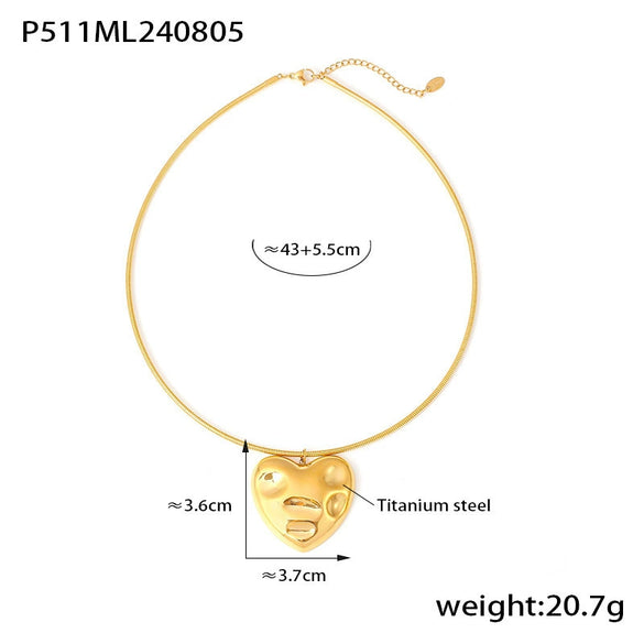 Pendant Necklace 316L Stainless Steel Heart Geometric Electroplating Women's