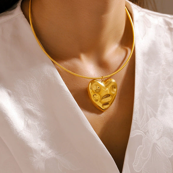 Pendant Necklace 316L Stainless Steel Heart Geometric Electroplating Women's