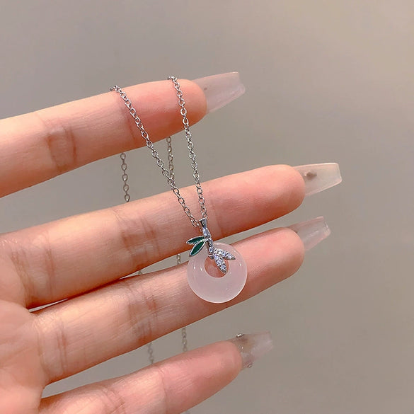 Pendant Necklace Titanium Steel Imitation Chalcedony Geometric Electroplating Women's