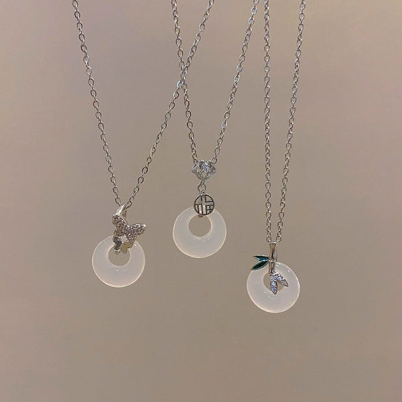 Pendant Necklace Titanium Steel Imitation Chalcedony Geometric Electroplating Women's