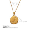 Pendant Necklace 316L Stainless Steel Inlaid Zircon Round Constellation Electroplating For Women