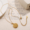 Pendant Necklace 316L Stainless Steel Inlaid Zircon Round Constellation Electroplating For Women