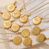Pendant Necklace 316L Stainless Steel Inlaid Zircon Round Constellation Electroplating For Women
