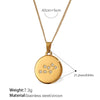 Pendant Necklace 316L Stainless Steel Inlaid Zircon Round Constellation Electroplating For Women